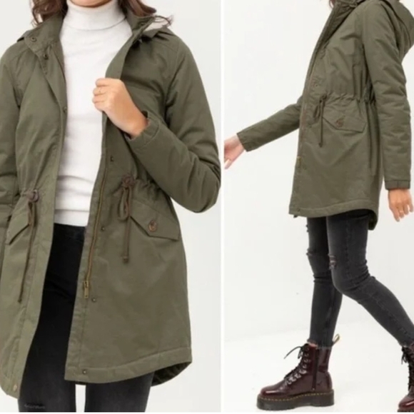 Ambiance Jackets & Blazers - Ambiance Olive Green Utility Anorak Jacket